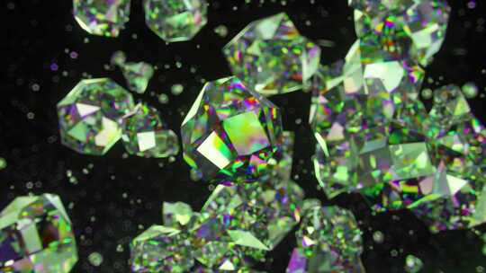 辐射钻石在星空中爆炸的3D动画视频素材模板下载