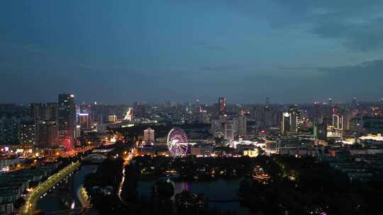 航拍安徽合肥夜景合肥老城区夜景