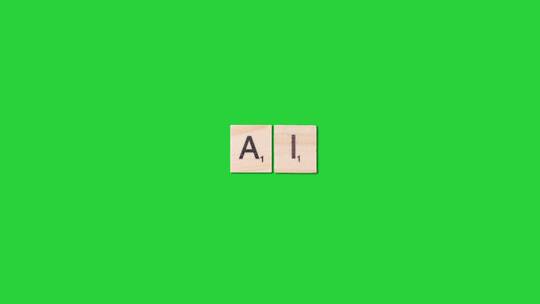 绿屏上形成首字母缩写AI特写