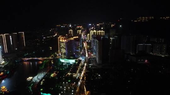 城市航拍贵州铜仁城市夜景