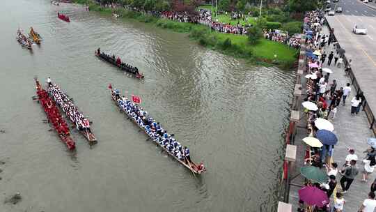 温州端午节赛龙舟航拍