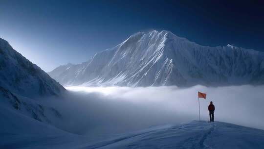 雪山之巅的壮丽景色与探险者的无畏征程