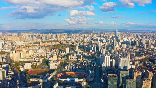 昆明城市大景航拍