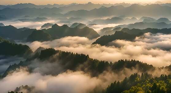 张家界山峰云海山脉日出风景云雾大自然奇峰