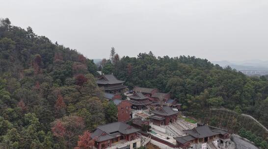 湖南湘潭昭山观音寺航拍2高清在线视频素材下载