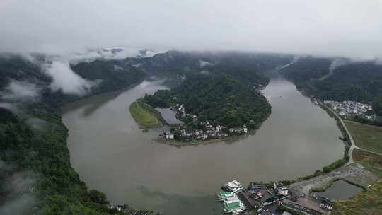 春日新安江山水画廊风光航拍素材