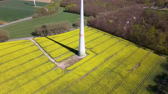 农田里的风力发电风车