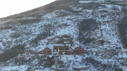 工厂 城镇航拍雪景 唯美冬日空镜