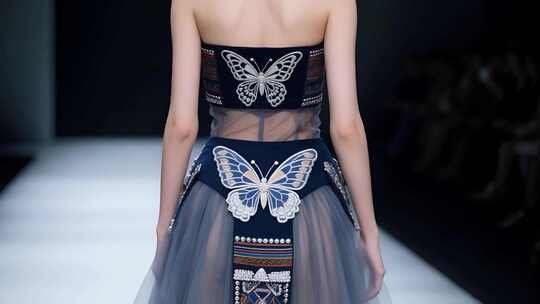 模特时装秀背面服装展示