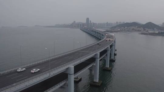 大连星海大桥夜景航拍