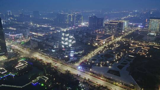 江苏省盐城市聚龙湖公园夜景