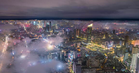 沈阳强降雨过后，超美的夜景平流雾。