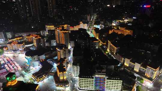 四川达州中心广场达州市购物广场夜景航拍