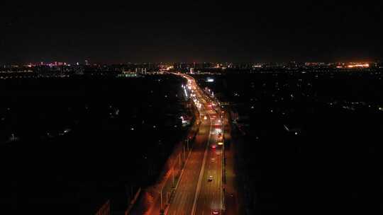 航拍 夜景 车流 跟车 跟拍 道路