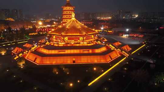 洛阳应天门天堂明堂城市夜景大气航拍