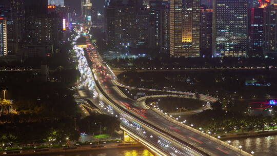 夜间川流不息的车辆视频素材模板下载