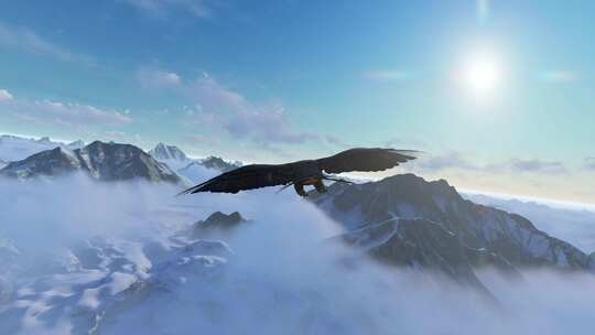 老鹰 飞过雪山 飞翔视频素材模板下载