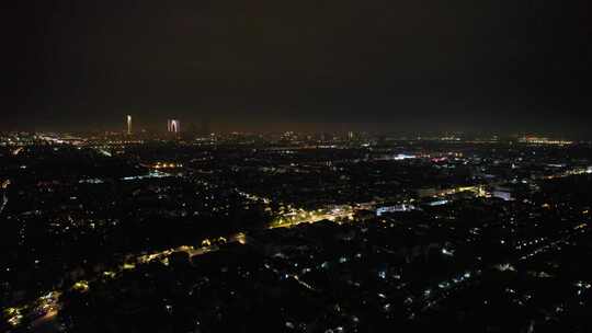 江苏苏州姑苏区老城区夜景灯光航拍