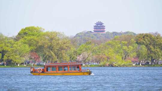 杭州西湖城隍阁春天风景