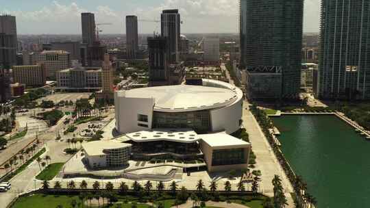 空中剪辑迈阿密市中心美国航空竞技场