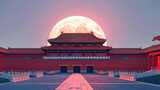 超现实月夜宫殿 皇宫城楼舞台大屏背景片头高清在线视频素材下载