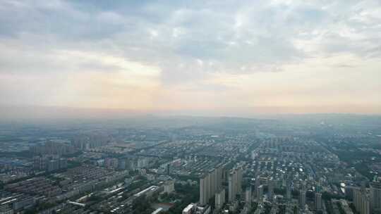 山东淄博城市清晨航拍视频素材模板下载