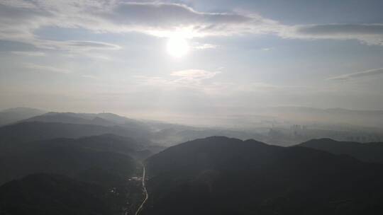 航拍 山川 蓝天 白云 森林 丘陵