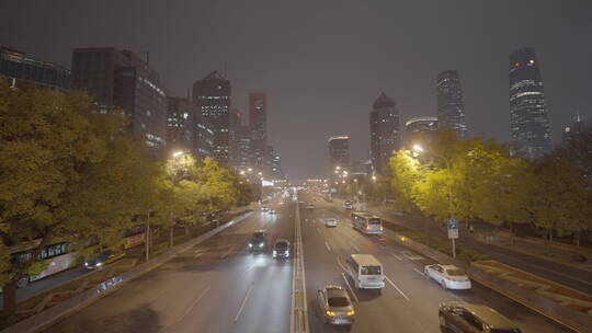 车流人流夜景 城市夜晚空镜