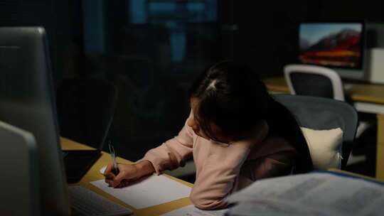 女性深夜加班劳累压力大