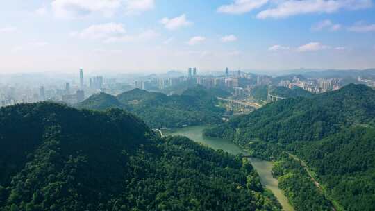 航拍贵阳城市建筑城市空景