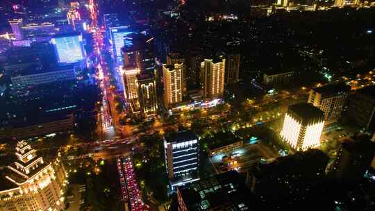 杭州西湖区天目山路黄龙路夜景车流延时