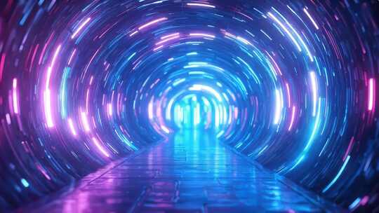 科技感光线隧道穿梭4K