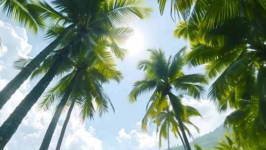 海南三亚海边沙滩椰椰树椰子树椰林ai素材