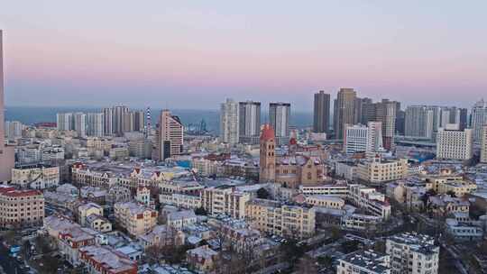 青岛雪景青岛老城区雪景航拍视频素材模板下载