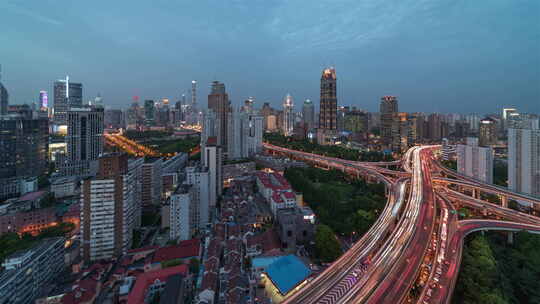 上海日转夜公路延时拍摄