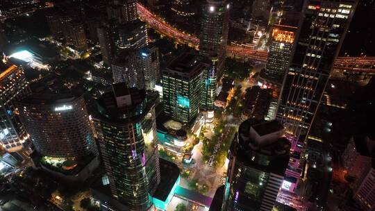 上海黄浦区夜景航拍视频素材模板下载