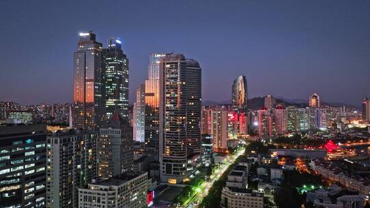 山东青岛城市夜景繁华浮山湾