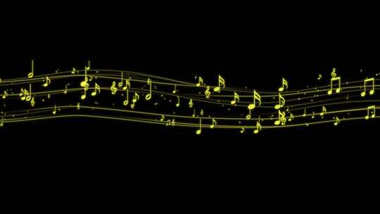 金色音符路径飘飞五线谱AE模板