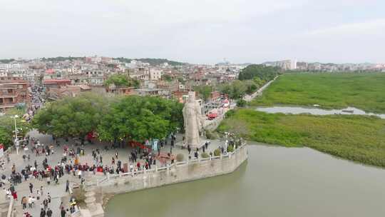 福建泉州洛阳桥蔡襄像万安桥泉州洛江区航拍