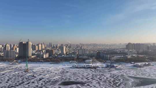 哈尔滨道里区城市大景航拍