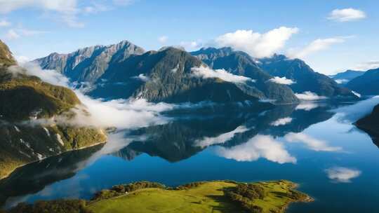 高山湖泊自然风光全景