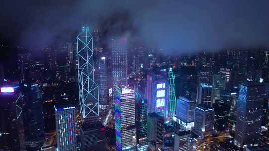 香港航拍夜景视频素材模板下载