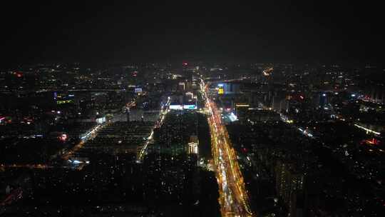 河南郑州夜景航拍