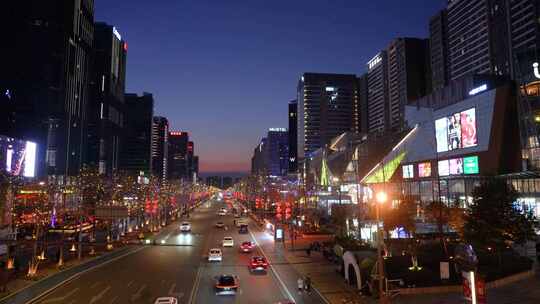 4K成都城市都市繁华街道交通夜景实拍视频