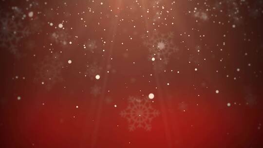 4K雪花粒子飘落新年贺卡红色背景