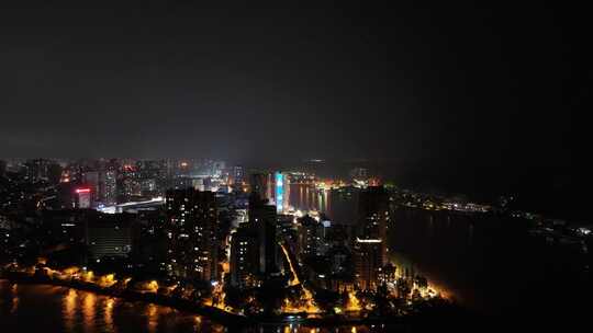 航拍四川乐山肖公嘴夜景