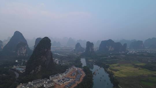 航拍广西桂林山水风光