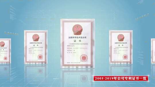 企业宣传玻璃框证书专利文件展示