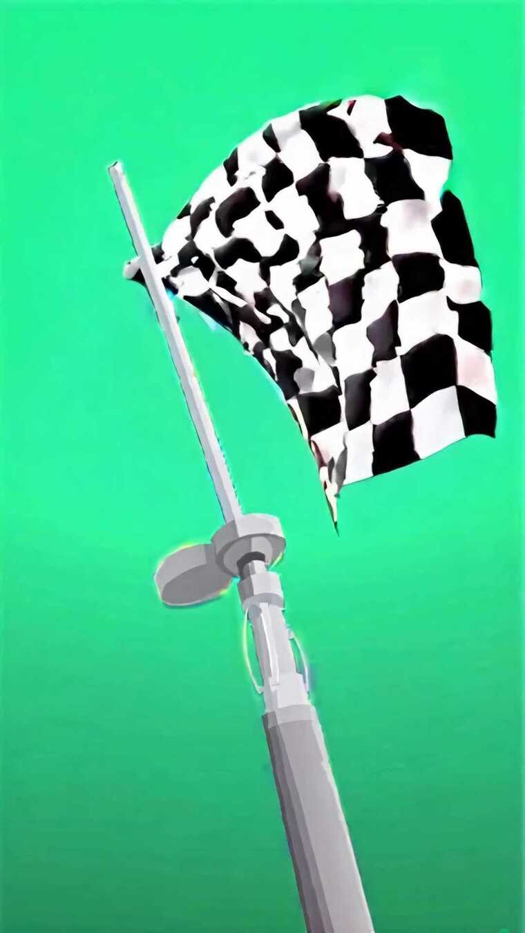 绿幕前黑白格子赛车旗帜