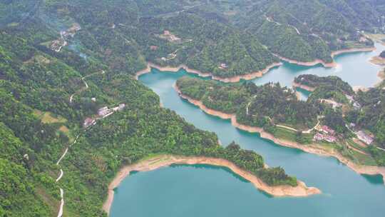 水库湖泊农田水利湖北恩施车坝河水库航拍